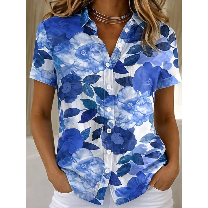 Lidewij | Bloemrijke Blouse met Korte Mouw