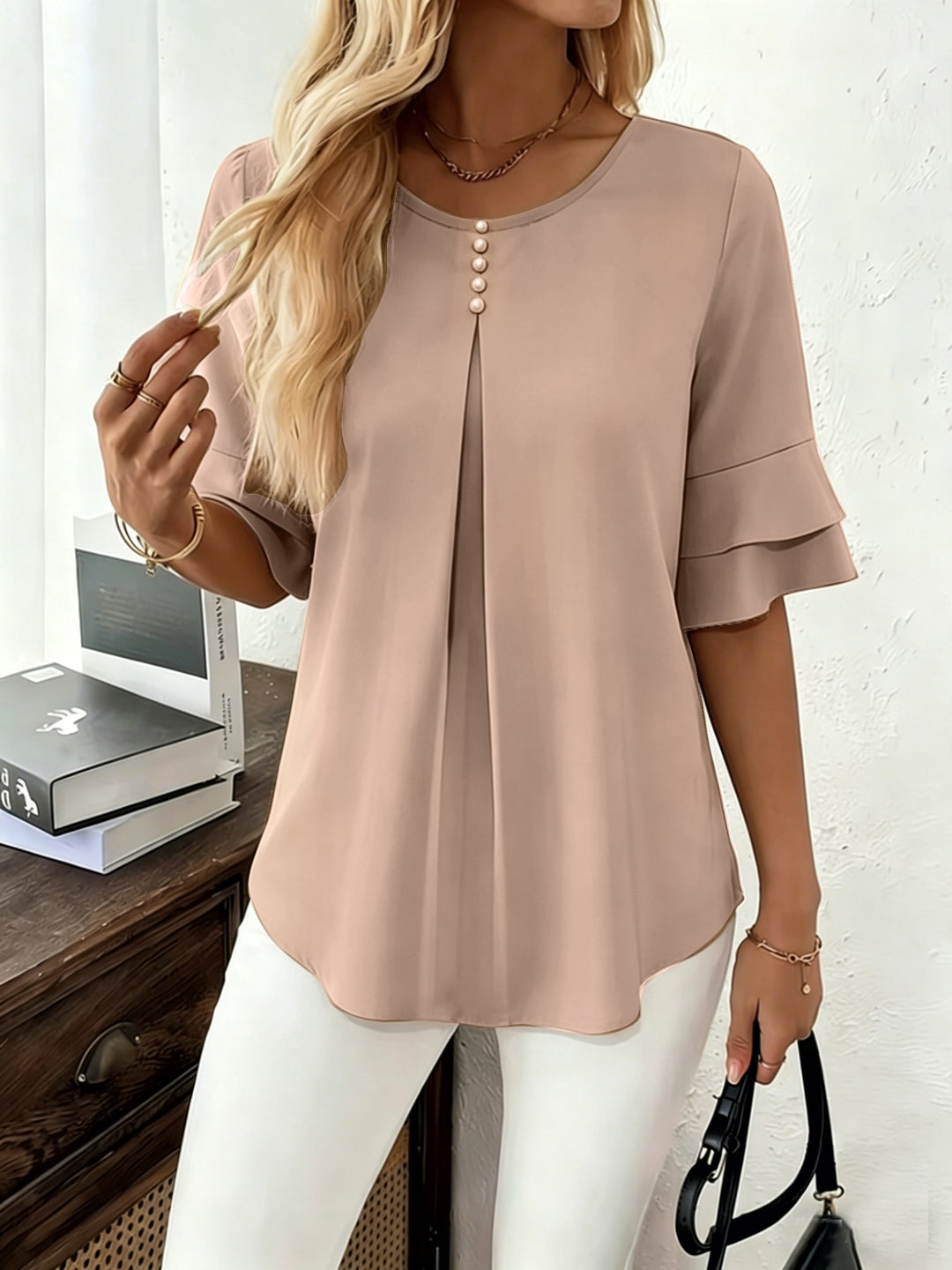 Rosalinde | Sierlijke Blouse met Ruchemouw