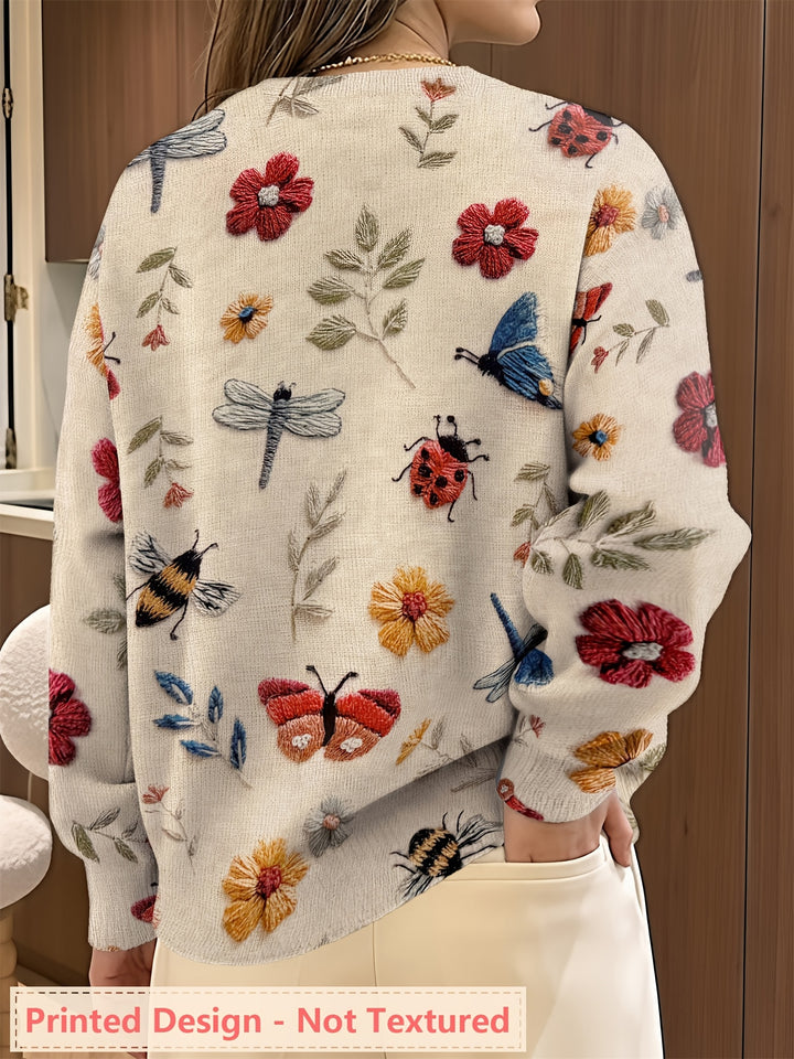 Marga | Bloemrijke Trui met Borduursels