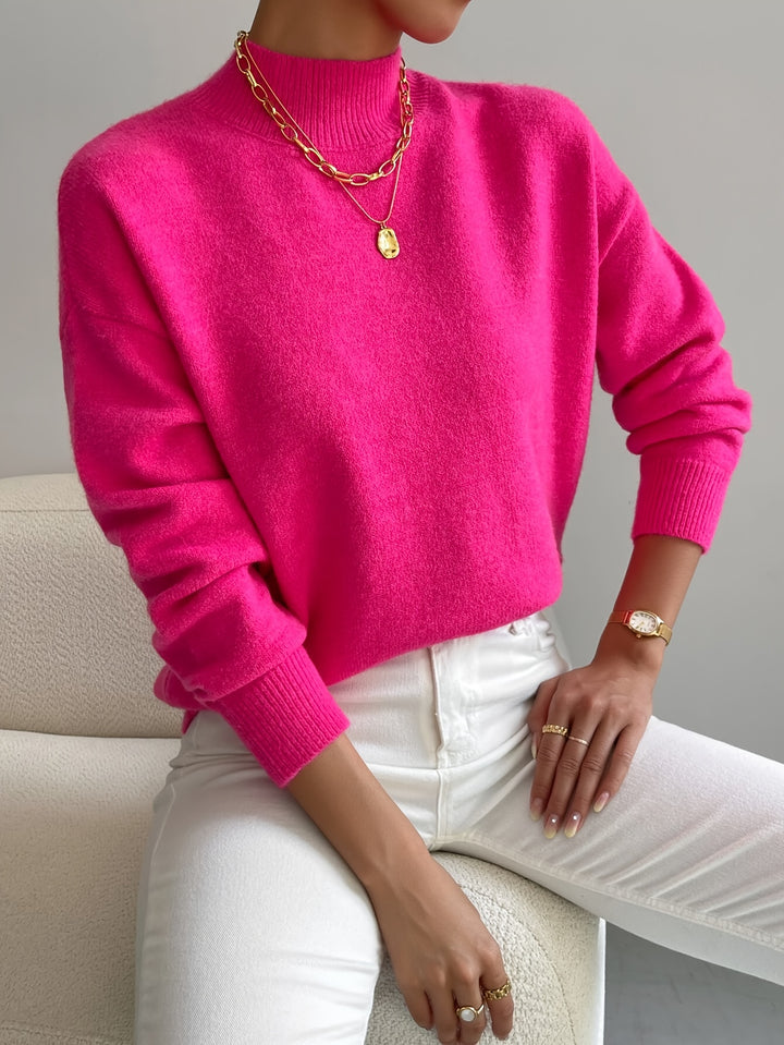 Britt | Elegante Trui met Opstaande Col