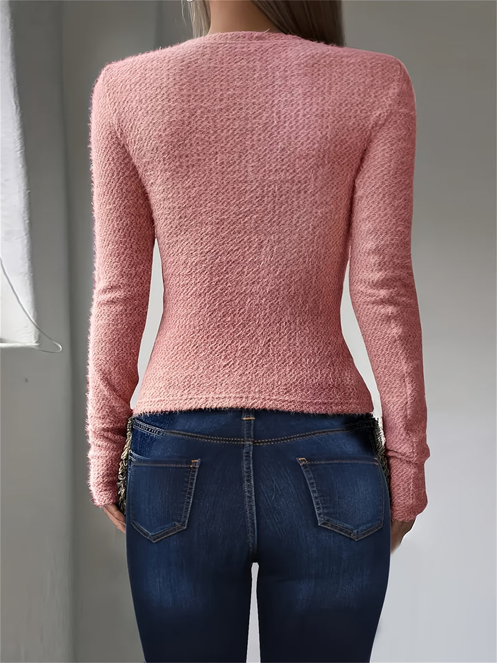 Jantine | Zachte Top met Lange Mouwen