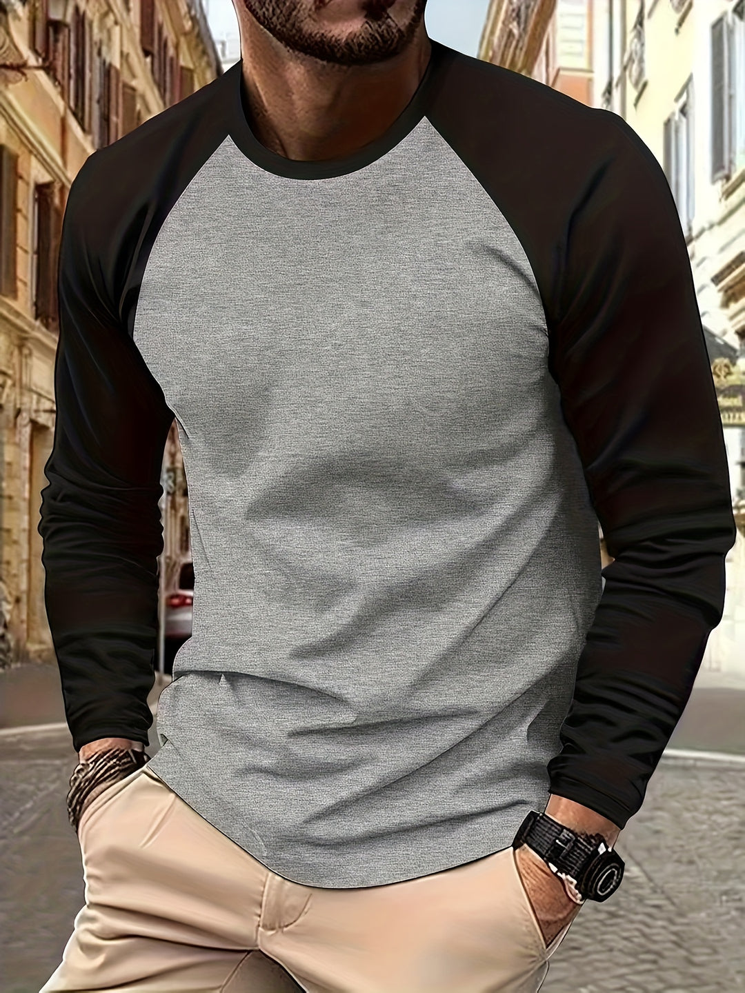 Pim | Sportieve Longsleeve met Contrastmouwen