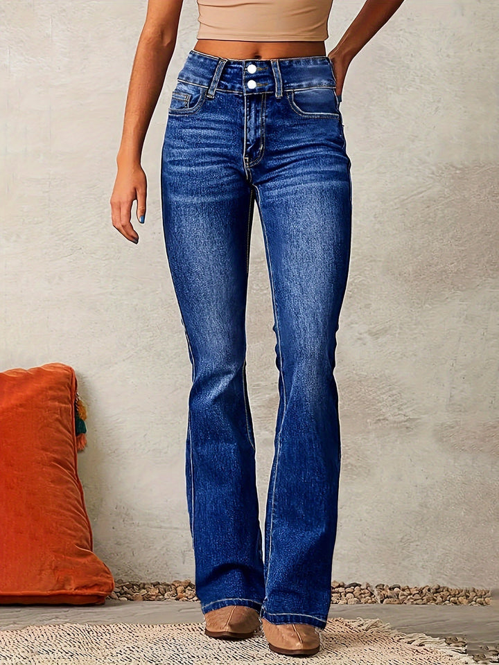 Roos | Uitlopende Jeans met Hoge Taille