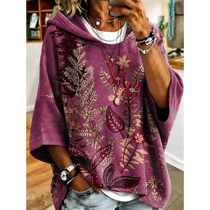 Jantine | Sierlijke Hoodie met Bloemenprint