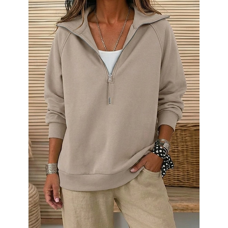 Mariëtte | Sportieve Sweater met Halve Rits