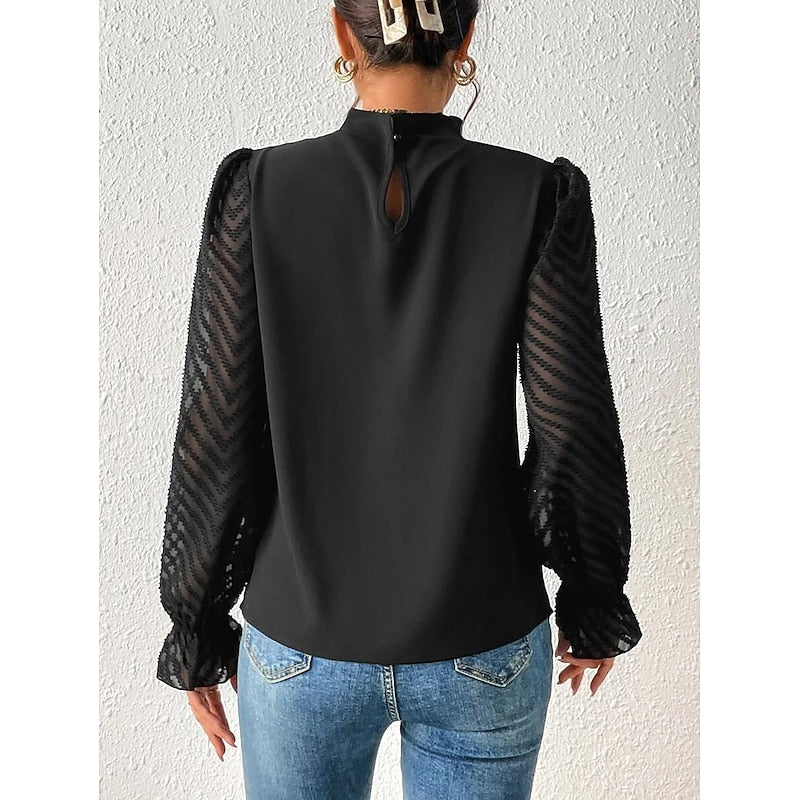 Wilhelmina | Verfijnde Blouse met Opstaande Kraag