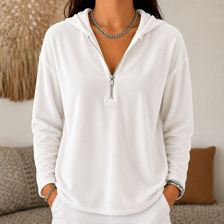 Ilona | Comfortabele Hoodie met Halve Rits