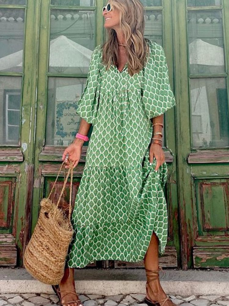 Corien | Elegante Maxi Jurk met V-hals