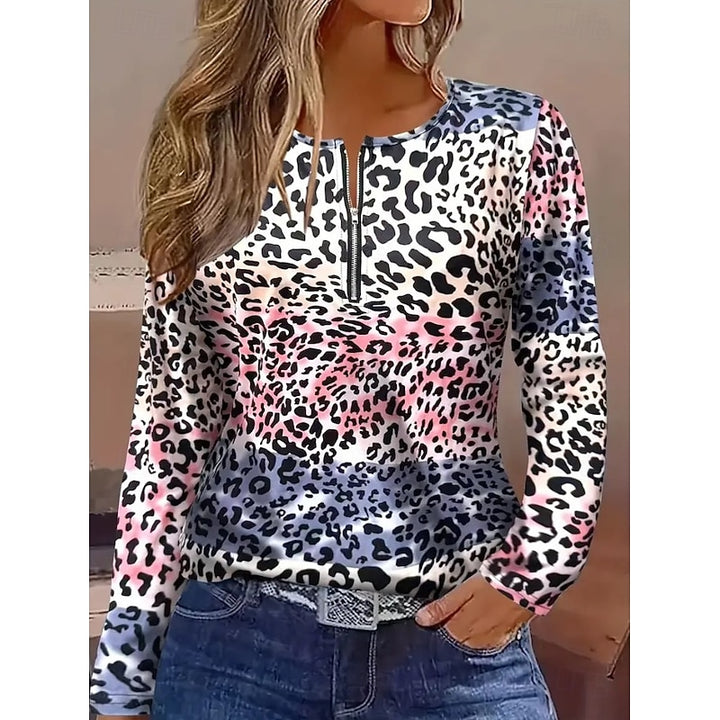 Aleida | Sierlijke Bloemenprint Top met Kwart Rits