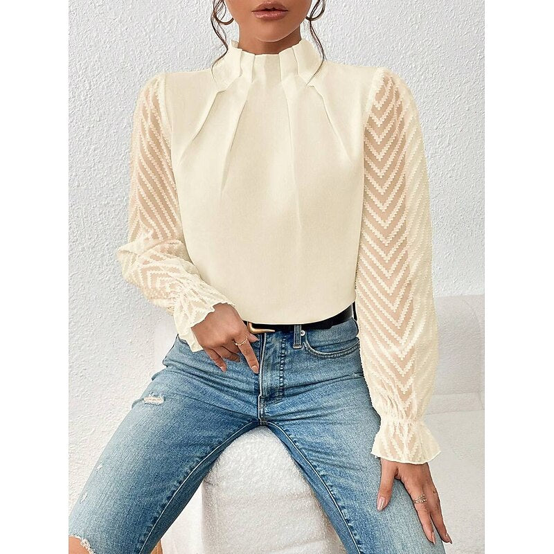Wilhelmina | Verfijnde Blouse met Opstaande Kraag