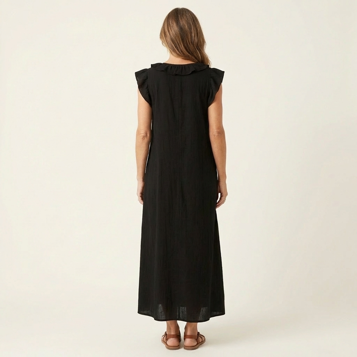 Marijke | Ruche V-Hals Maxi-jurk