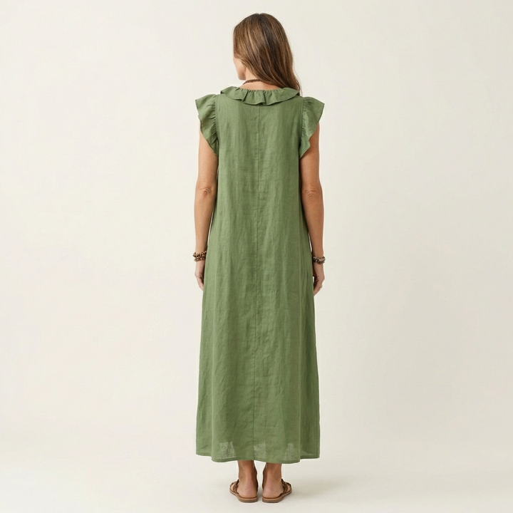 Marijke | Ruche V-Hals Maxi-jurk