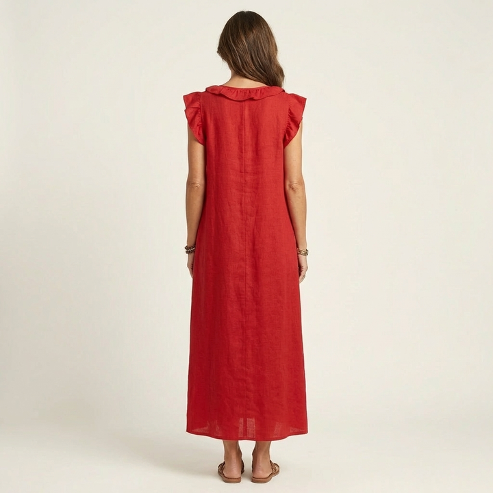 Marijke | Ruche V-Hals Maxi-jurk
