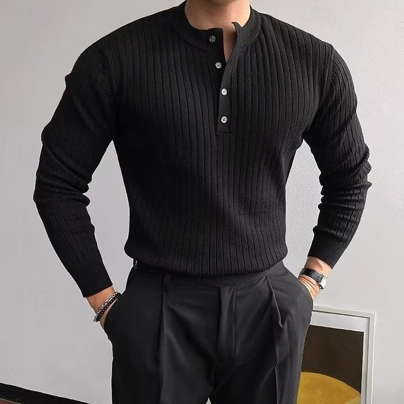 Rogier | Geribbelde Henley Trui