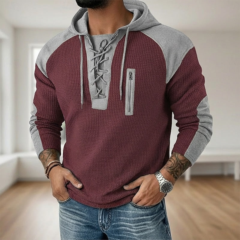 Joep | Sportieve Hoodie met Veterhals