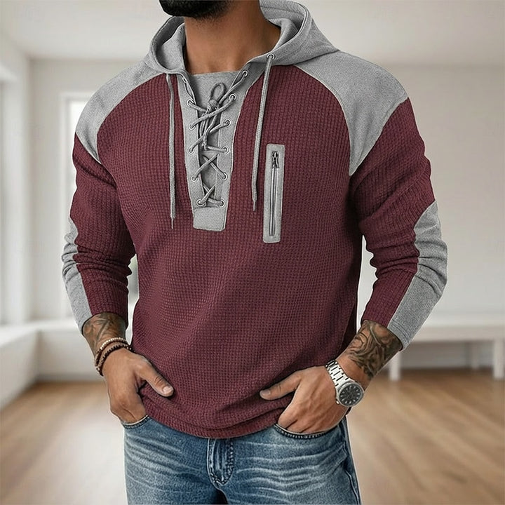 Joep | Sportieve Hoodie met Veterhals