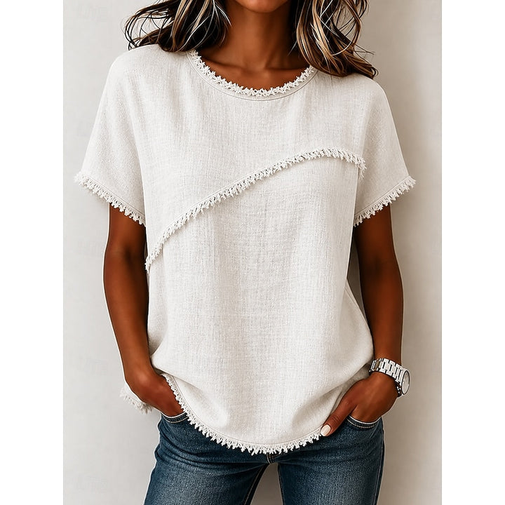 Ellen | Losvallend T-shirt met Franjeafwerking