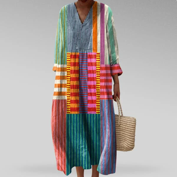 Phaedra | Artistieke Midi Jurk met V-Hals