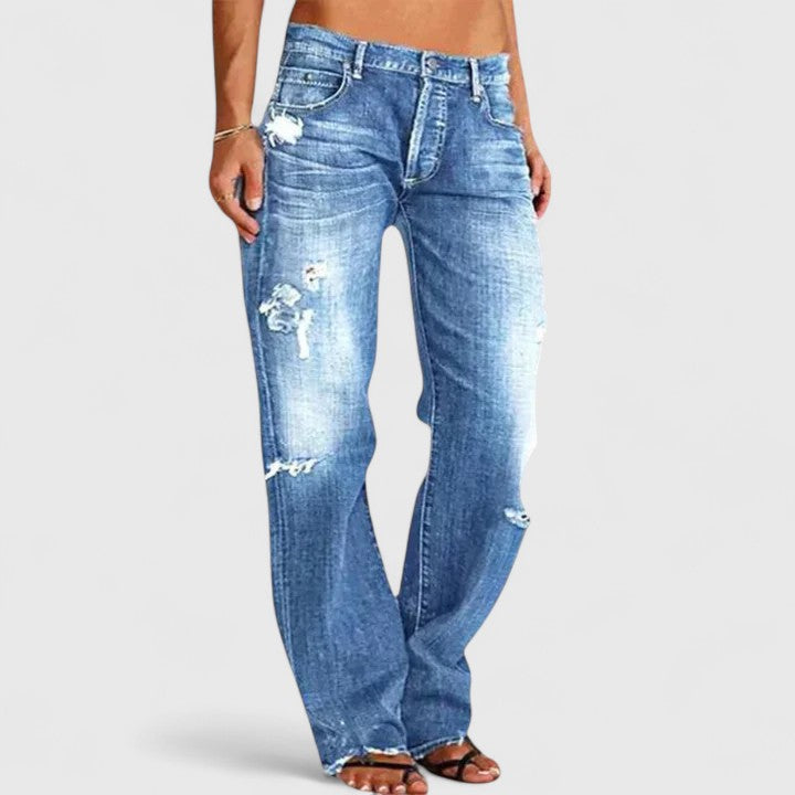 Yvonne | Slim-fit jeans met distressed-look