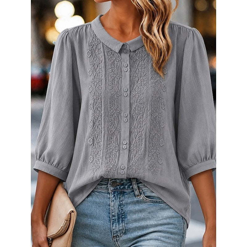 Lisette | Verfijnde Geborduurde Blouse