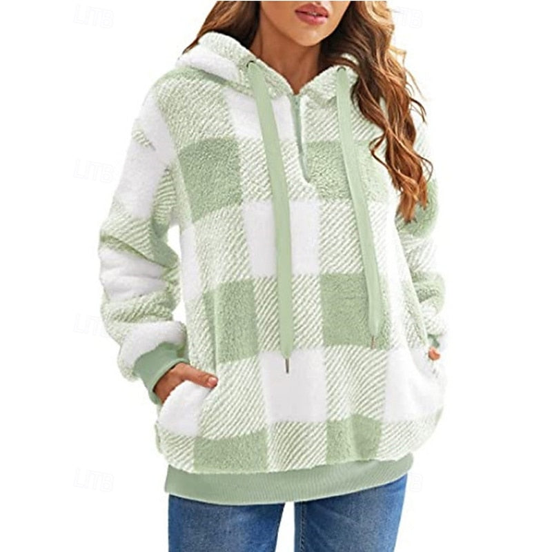 Hendrika | Warme Geruite Hoodie