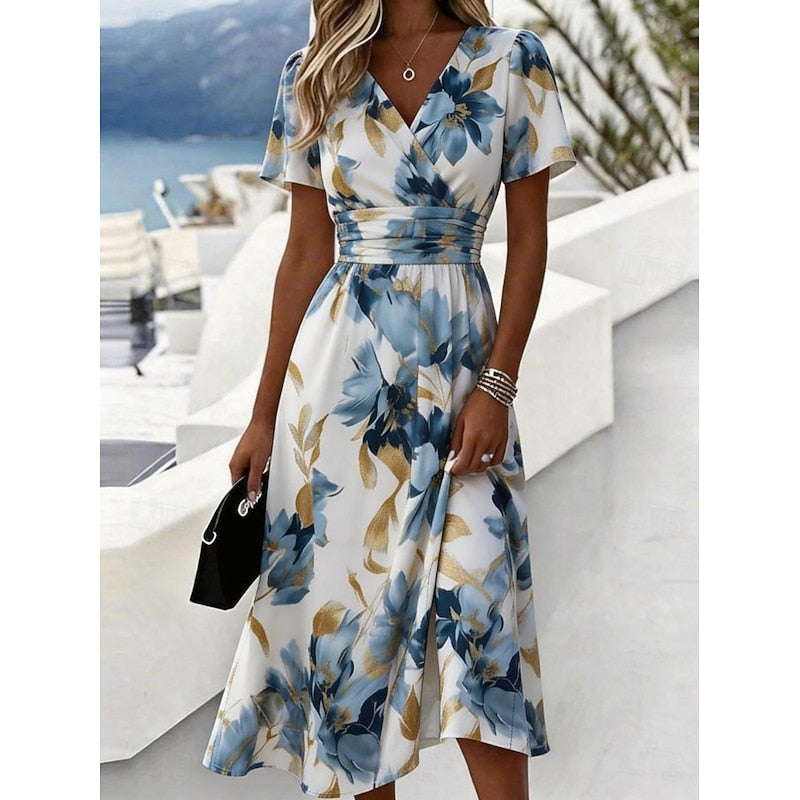 Manon | Bloemige Zomerjurk met V-hals