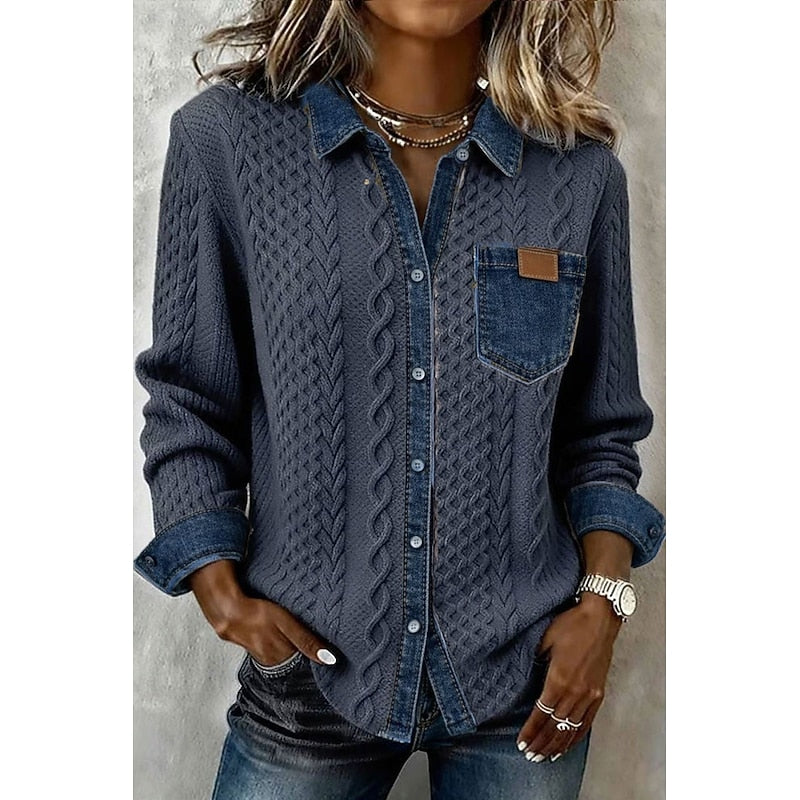 Nelleke | Gebreide Blouse met Kraag