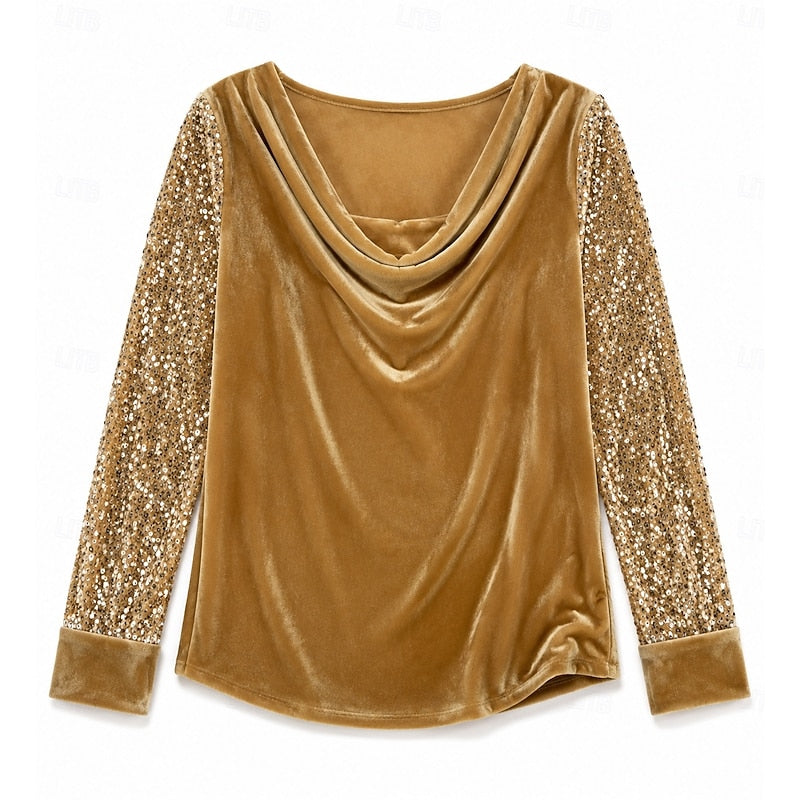 Wilhelmina | Elegante Top met Glinsterende Mouwen