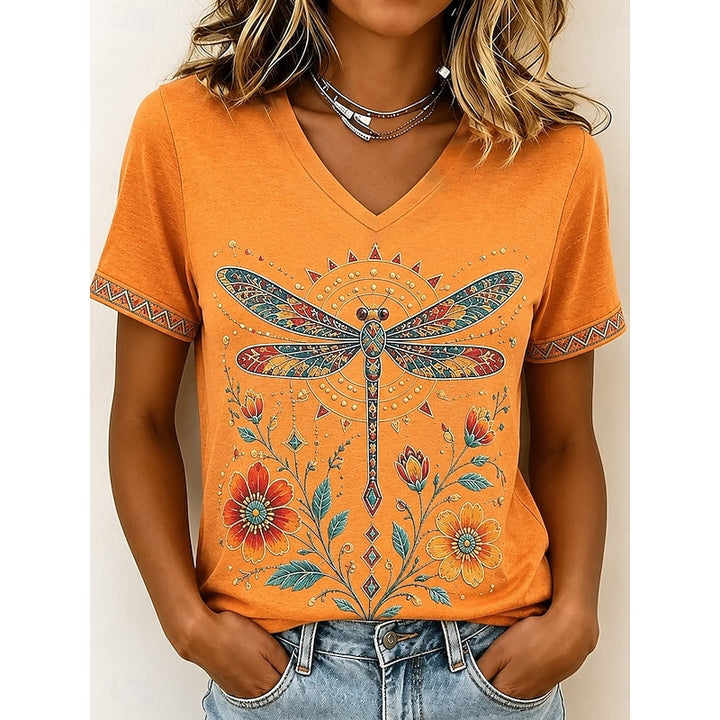 Miranda | Sierlijk Bloemen T-shirt met V-hals