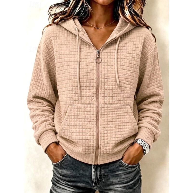 Karin | Zachte Gestructureerde Hoodie met Rits
