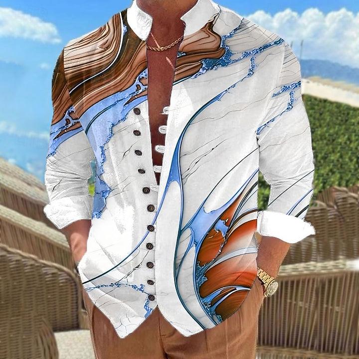 Barend | Elegant Marmerprint Overhemd