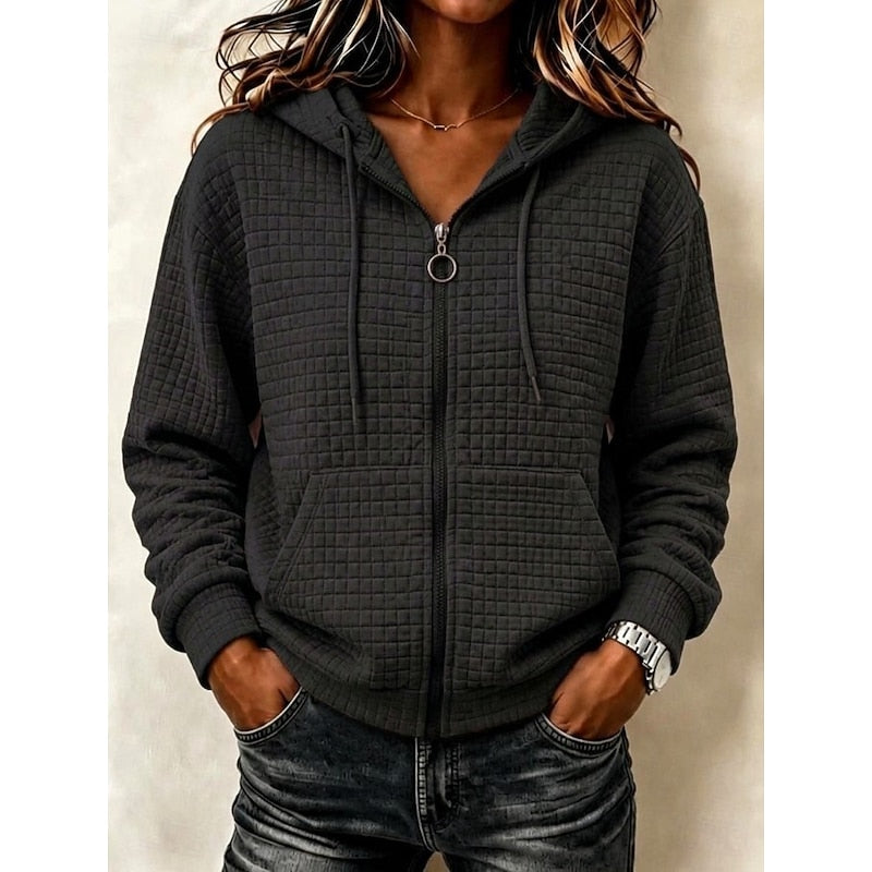 Karin | Zachte Gestructureerde Hoodie met Rits