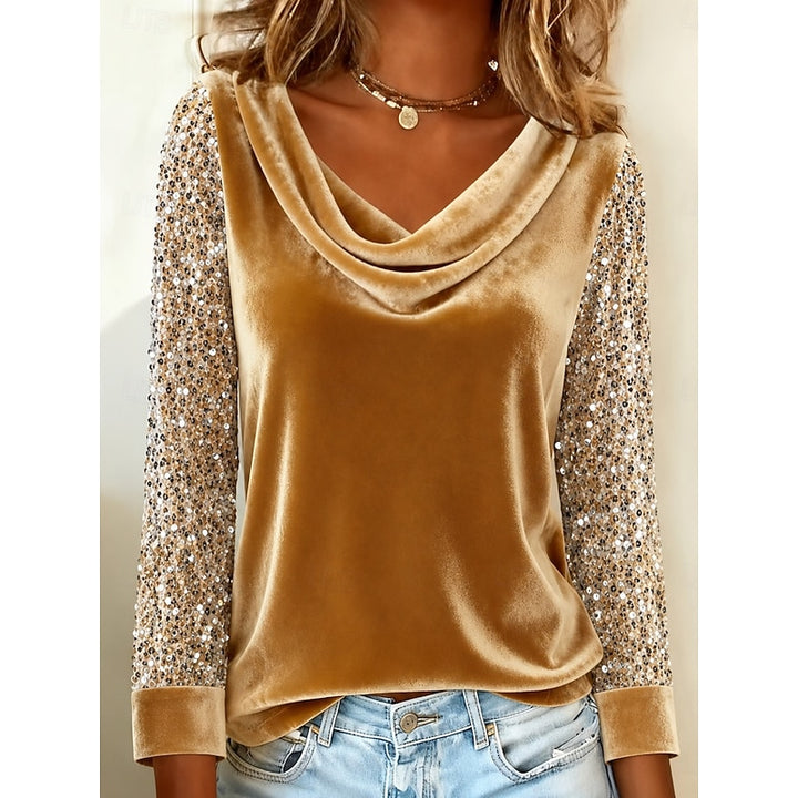 Wilhelmina | Elegante Top met Glinsterende Mouwen