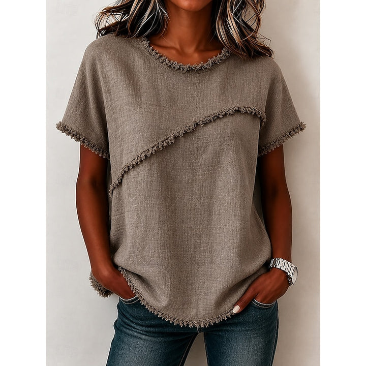 Ellen | Losvallend T-shirt met Franjeafwerking