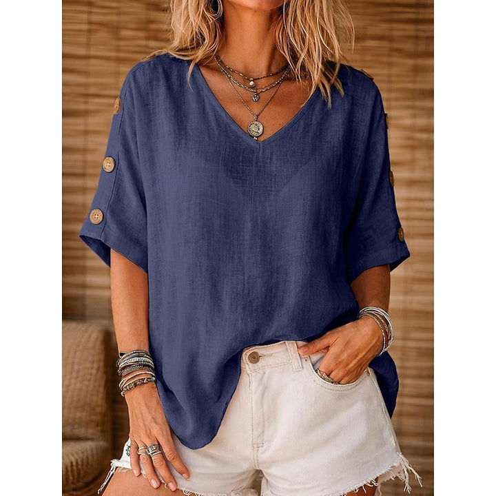 Marjan | Vlotte Blouse met Knoopdetail