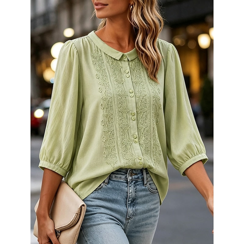 Lisette | Verfijnde Geborduurde Blouse