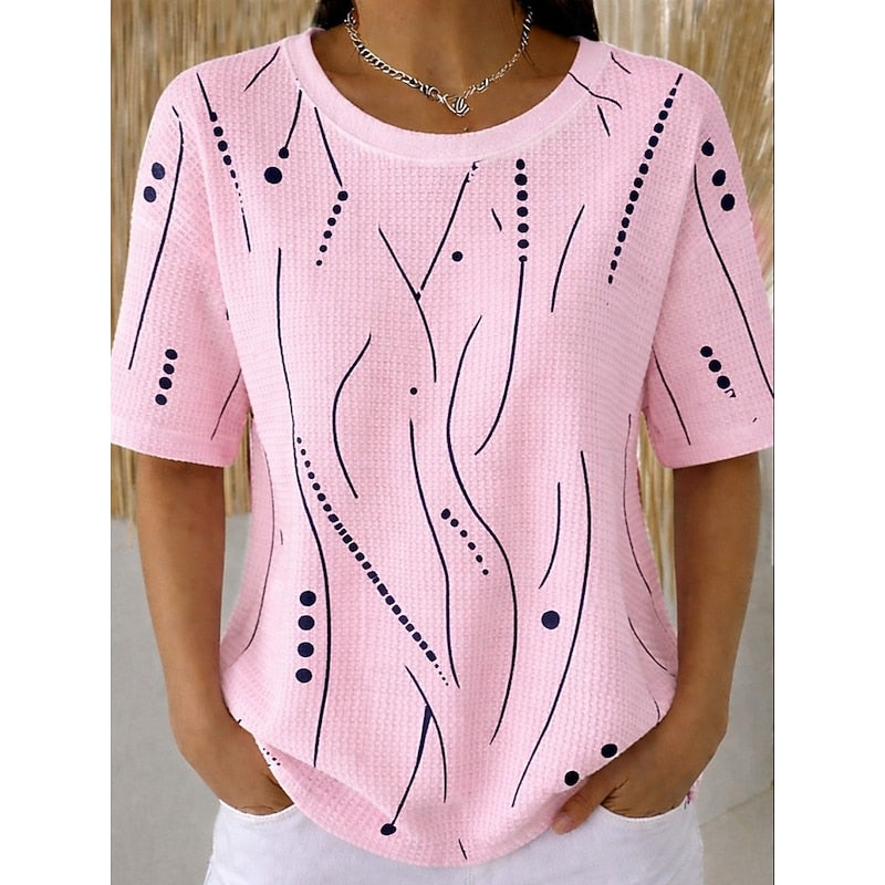 Judith | Elegant Structuur T-shirt met Print
