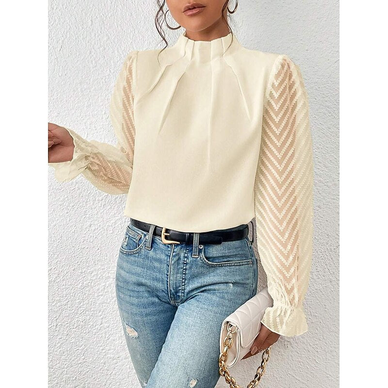 Wilhelmina | Verfijnde Blouse met Opstaande Kraag