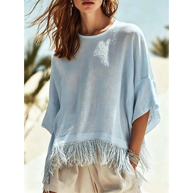 Truus | Luchtige Blouse met Franjezoom