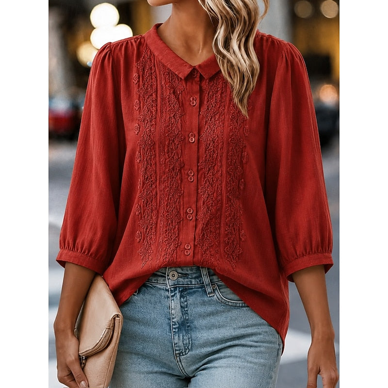 Lisette | Verfijnde Geborduurde Blouse