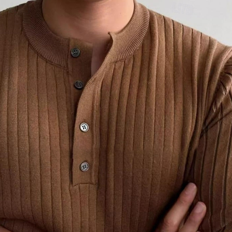 Rogier | Geribbelde Henley Trui