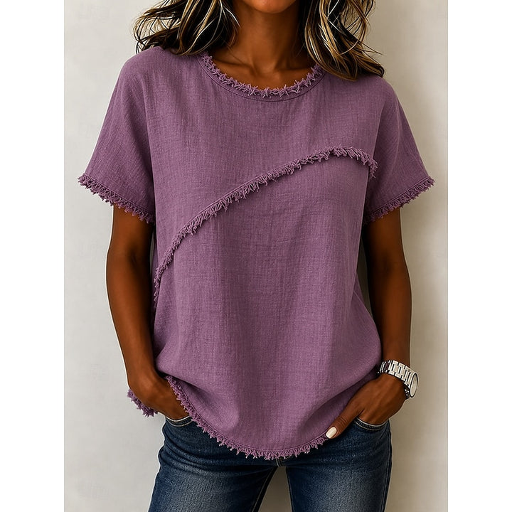 Ellen | Losvallend T-shirt met Franjeafwerking