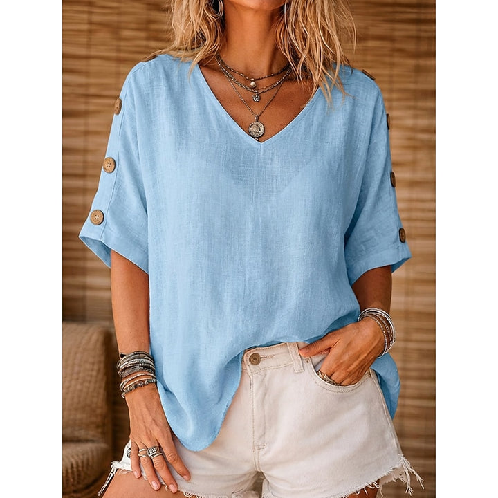 Marjan | Vlotte Blouse met Knoopdetail