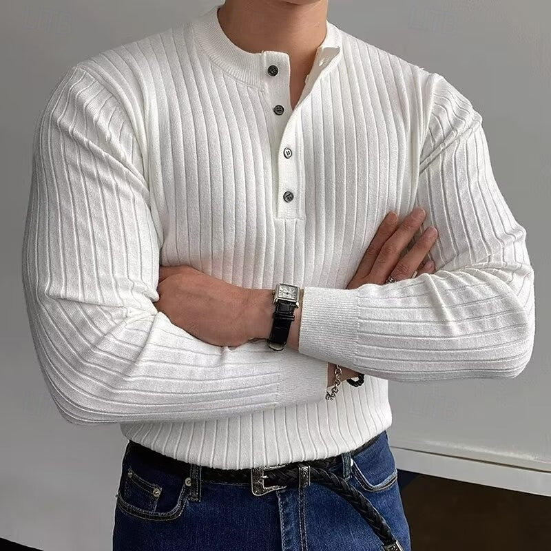 Rogier | Geribbelde Henley Trui