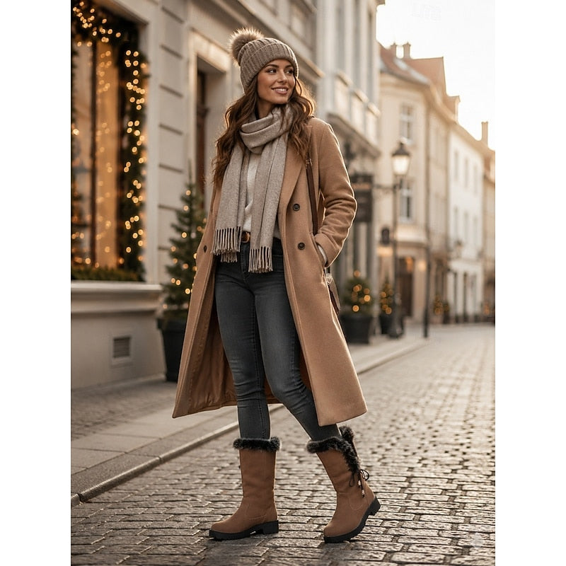Tessa | Warme Hoge Winterlaarzen met Bontrand