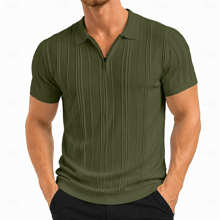 Bastiaan | Verfijnde Poloshirt met Structuur en Ritssluiting