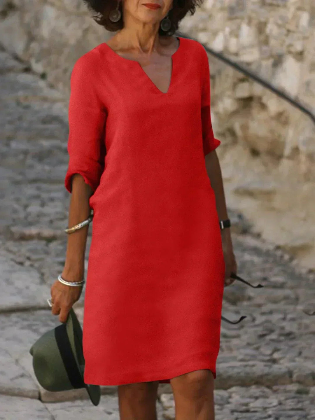 Monique | Elegante soepel vallende jurk met V-hals