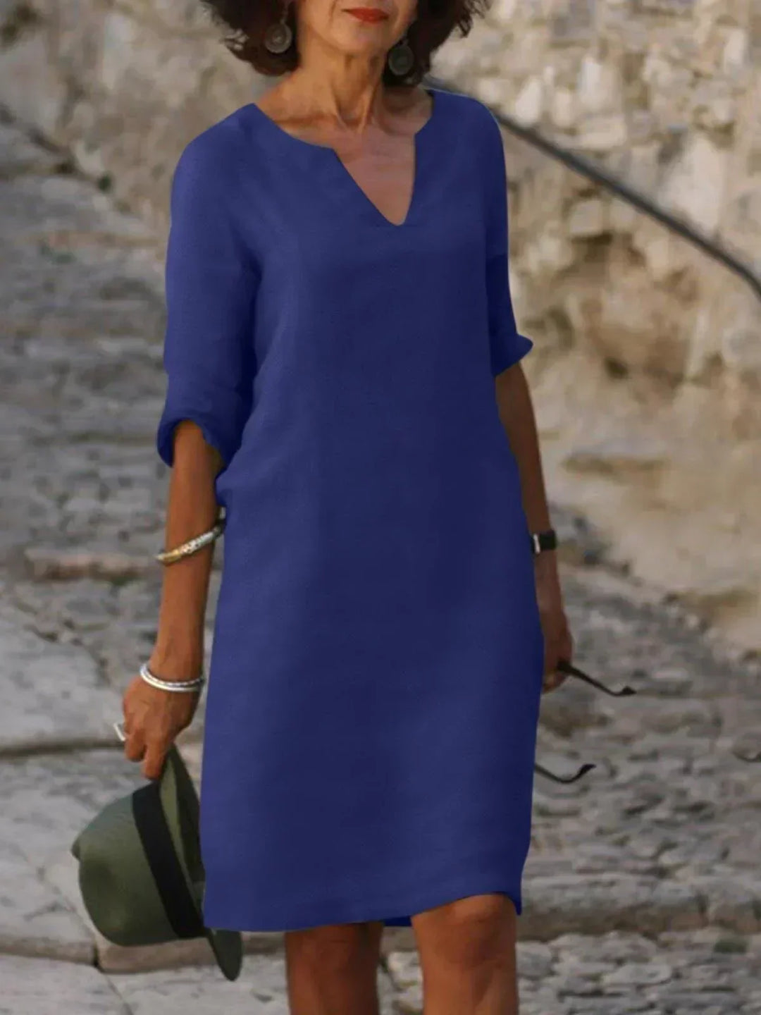 Monique | Elegante soepel vallende jurk met V-hals
