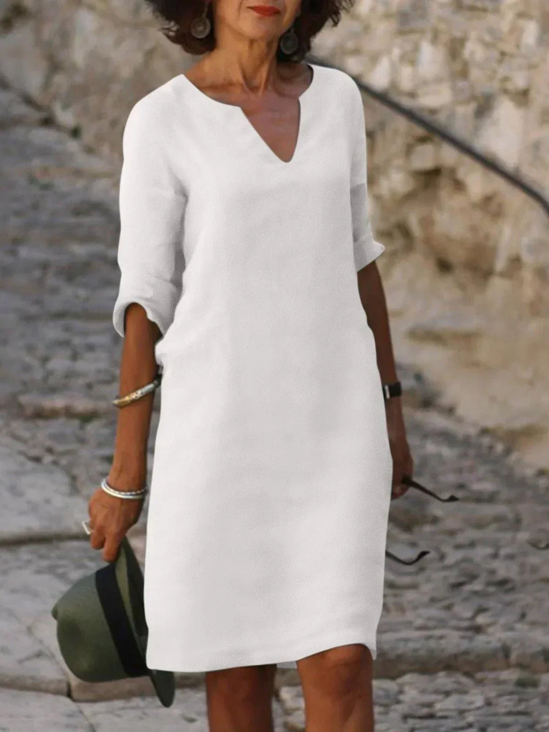 Monique | Elegante soepel vallende jurk met V-hals