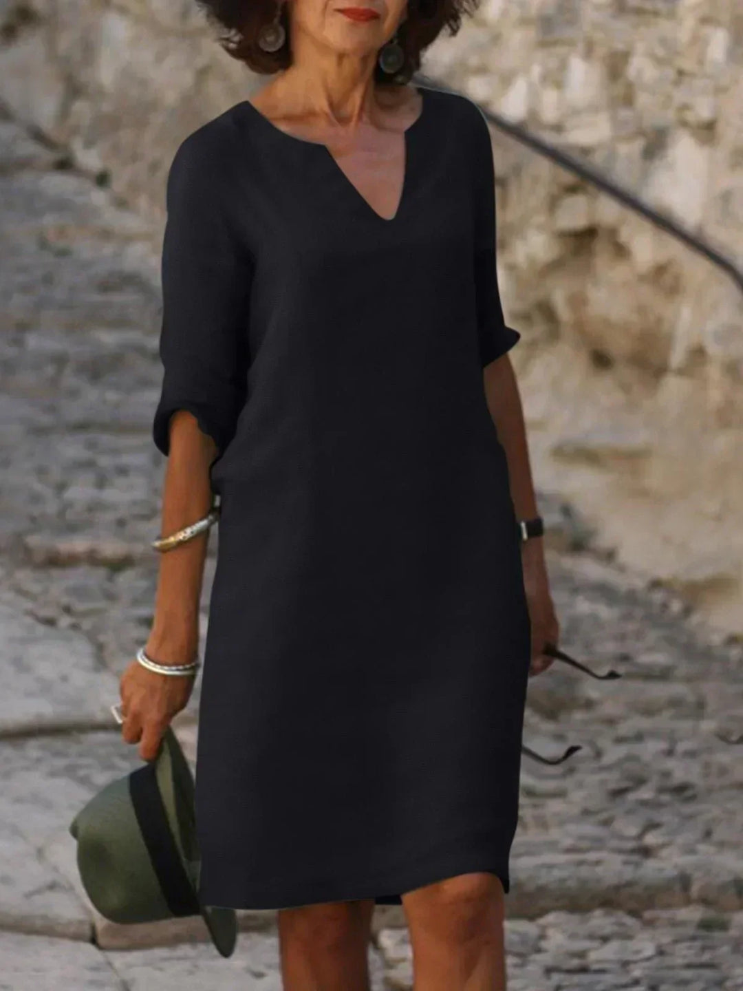 Monique | Elegante soepel vallende jurk met V-hals